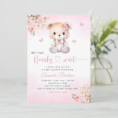 We kunnen wachten tot Teddy Bear Girl Baby shower Kaart (Staand voorkant)