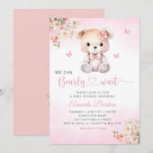 We kunnen wachten tot Teddy Bear Girl Baby shower Kaart (Voorkant / Achterkant)