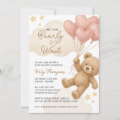 We kunnen wachten tot Teddy Bear Girl Baby shower Kaart (Voorkant)