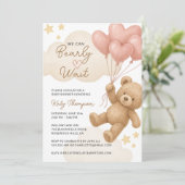 We kunnen wachten tot Teddy Bear Girl Baby shower Kaart (Staand voorkant)