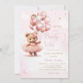 We kunnen wachten tot Teddy Bear Girl Baby shower Kaart (Voorkant)