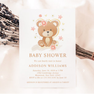 We kunnen wachten tot Teddy Bear Girl Baby shower Kaart