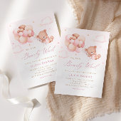 We kunnen wachten tot Teddy Bear Girl Baby shower Kaart