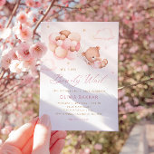 We kunnen wachten tot Teddy Bear Girl Baby shower Kaart