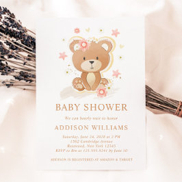 We kunnen wachten tot Teddy Bear Girl Baby shower Kaart