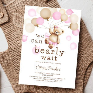 We kunnen wachten tot Teddy Bear Girl Baby shower Kaart