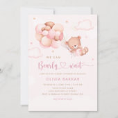 We kunnen wachten tot Teddy Bear Girl Baby shower Kaart (Voorkant)