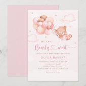 We kunnen wachten tot Teddy Bear Girl Baby shower Kaart (Voorkant / Achterkant)