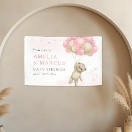 We kunnen wachten tot Teddy Bear Girl Baby shower Spandoek