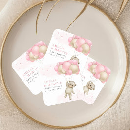 We kunnen wachten tot Teddy Bear Girl Baby shower Vierkante Sticker
