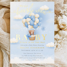 We kunnen wachten tot Teddy Bear Neutral Baby show Folie Uitnodiging