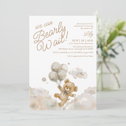 We kunnen wachten tot Teddy Bear Neutral Baby show Kaart (Staand voorkant)