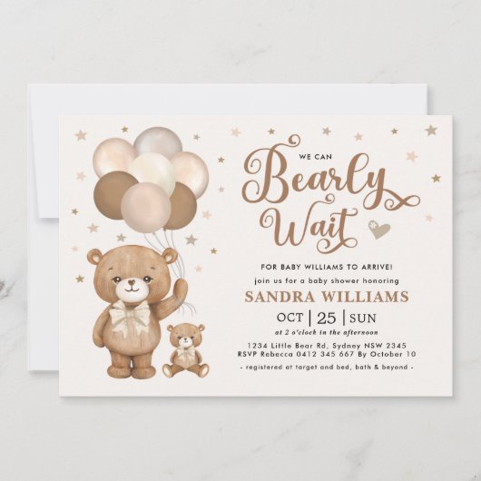 We kunnen wachten tot Teddy Bear Neutral Baby show Kaart (Voorkant)