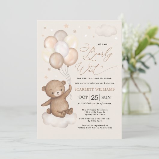 We kunnen wachten tot Teddy Bear Neutral Baby show Kaart (Staand voorkant)