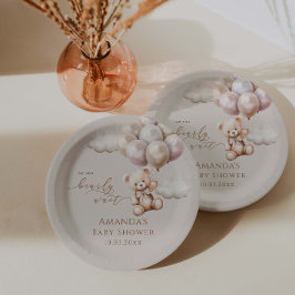 We kunnen wachten tot Teddy Bear Neutral Baby show Papieren Bordje