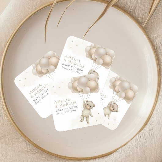 We kunnen wachten tot Teddy Bear Neutral Shower Vierkante Sticker