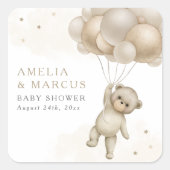 We kunnen wachten tot Teddy Bear Neutral Shower Vierkante Sticker (Voorkant)