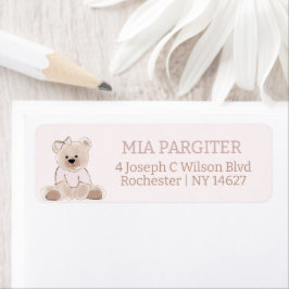 We kunnen wachten tot Teddy Bear Pink Baby shower Etiket