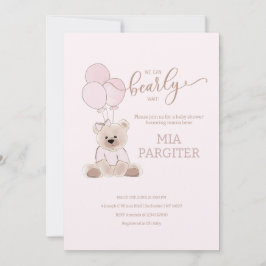 We kunnen wachten tot Teddy Bear Pink Baby shower Kaart