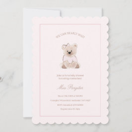 We kunnen wachten tot Teddy Bear Pink Baby shower Kaart