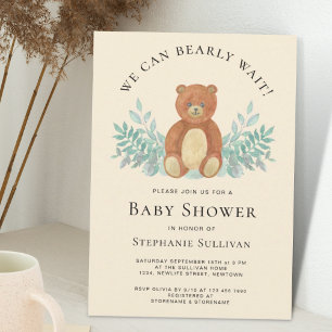 We kunnen wachten tot Teddy Eucalyptus Baby shower Kaart