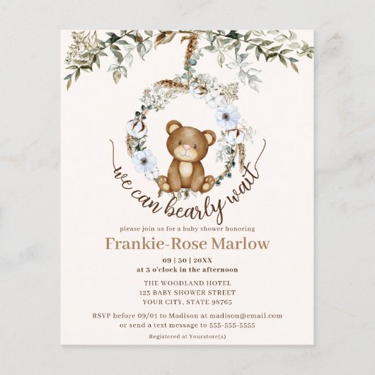 We kunnen wachten. Uitnodiging tot Baby shower (Voorkant)