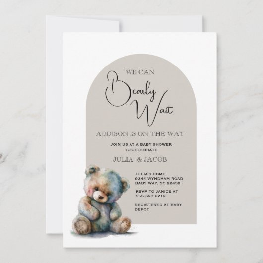 We kunnen Waterverf Beer Baby shower afwachten Kaart (Voorkant)