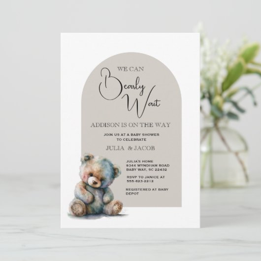 We kunnen Waterverf Beer Baby shower afwachten Kaart (Staand voorkant)