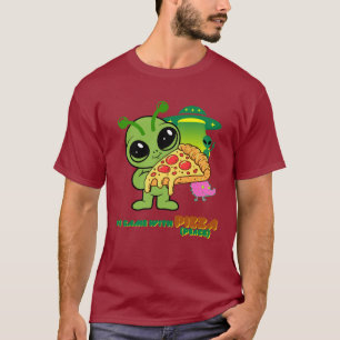 We kwamen met Pizza - grappig buitenaards cartoon  T-shirt