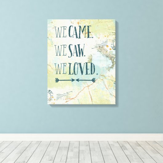 We kwamen, zagen, we hielden van citaat en kaart canvas afdruk (Insitu (Houten vloer))