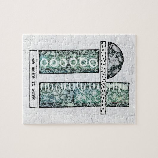 We laten het werken Jigzaag Puzzle - Moderne Abstr Legpuzzel (Horizontaal)