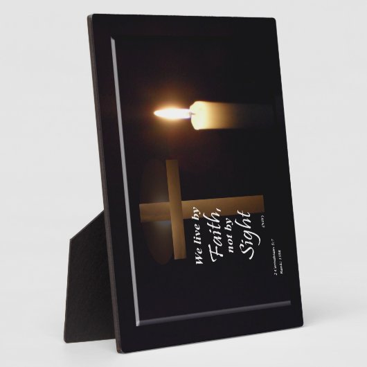 We leven bij Faith Bible Verse Plaque Fotoplaat (Zijkant)