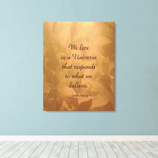 We leven in een universum prijsopgave - koper canvas afdruk (Insitu (Houten vloer))