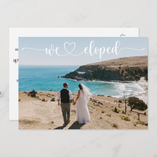 We liepen op het strand, foto getrouwd bruiloft aankondiging (Voorkant / Achterkant)