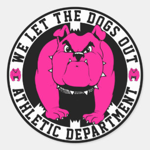 We lieten de honden Athletic Dept. Bulldog Mascott Ronde Sticker