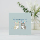 We like om te feesten!  Franse, bulldog Kaart (Staand voorkant)