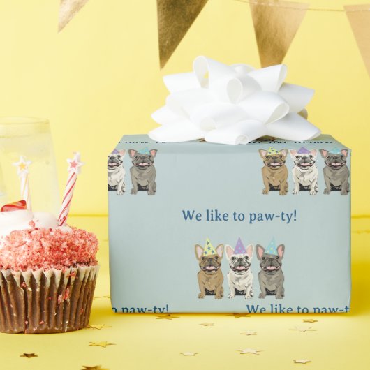 We like to feest! Franse, bulldog Cadeaupapier (Verjaardagsfeest)