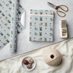 We like to feest! Franse, bulldog Cadeaupapier