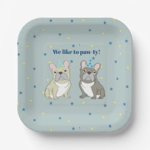 We like to feest! Franse, bulldog Papieren Bordje