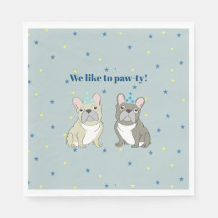 We like to paw-ty!  Franse, bulldog Servet
