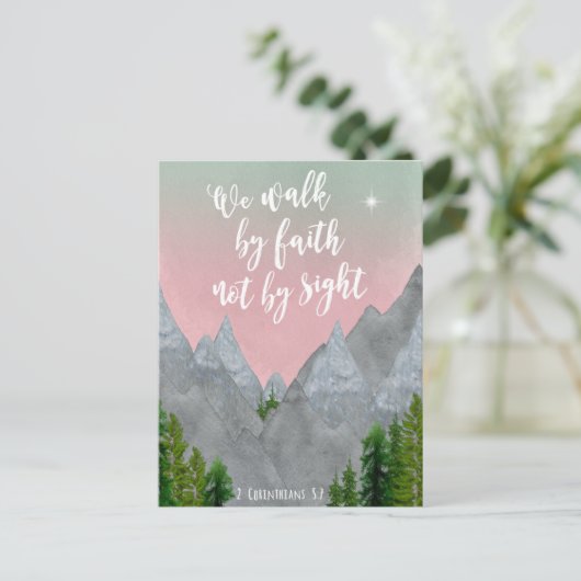 we lopen door geloof en niet door briefkaart van h (Staand voorkant)