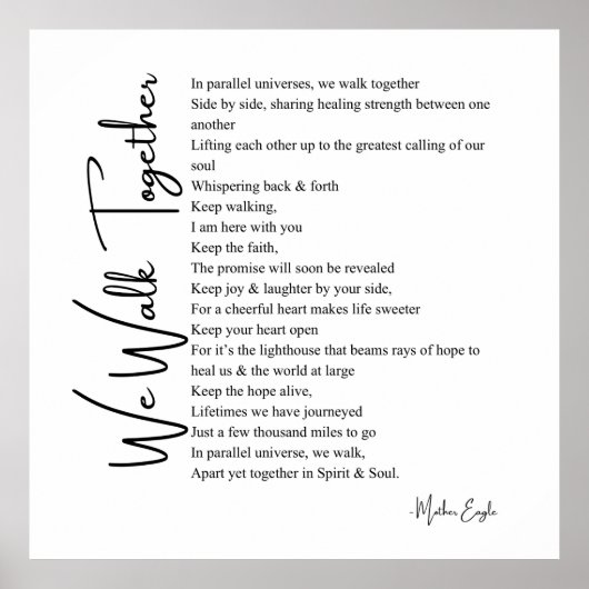 We lopen samen liefdesgedicht poster wanddecoratie (Voorkant)