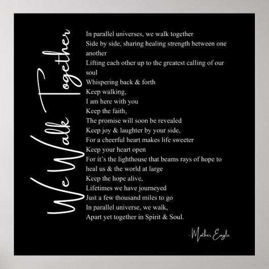 We lopen samen liefdesgedicht poster wanddecoratie (Voorkant)