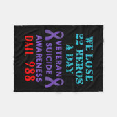 We Lose 22 Heros A Day Veteran Suicide Prevention  Fleece Deken (Voorkant (Horizontaal))