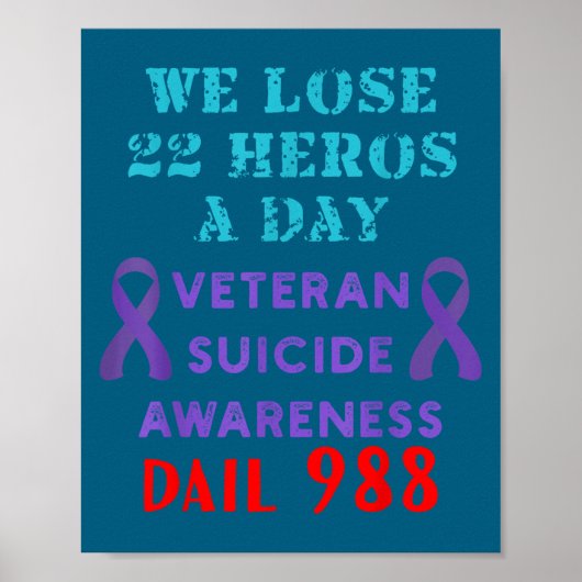 We Lose 22 Heros A Day Veteran Suicide Prevention  Poster (Voorkant)