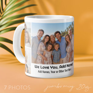 We Love Add Naam - Fotocollage met 7 foto's Grote Koffiekop