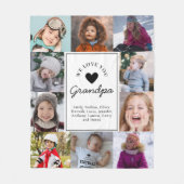 We Love Grandpa Photo Collage Handwritten Script Fleece Deken (Voorkant)