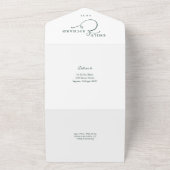 We Love Heart Script Groene Smaragd Trouwdag All In One Uitnodiging (Buitenkant)