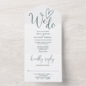 We Love Heart Script Groene Smaragd Trouwdag All In One Uitnodiging (Binnen)