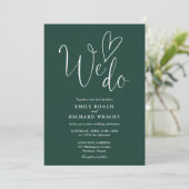 We Love Heart Script Smaragdgroene Trouwdag Kaart (Staand voorkant)